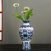 Mini Celadon Blue & White Porcelain Wall Vase: Small Hydroponic Flower Holder Ornament