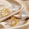 2PCS Exaggerated Irregular Geometric Stainless Steel Open Rings for Women Men Gold-color Personality Ring Finger Jewelry