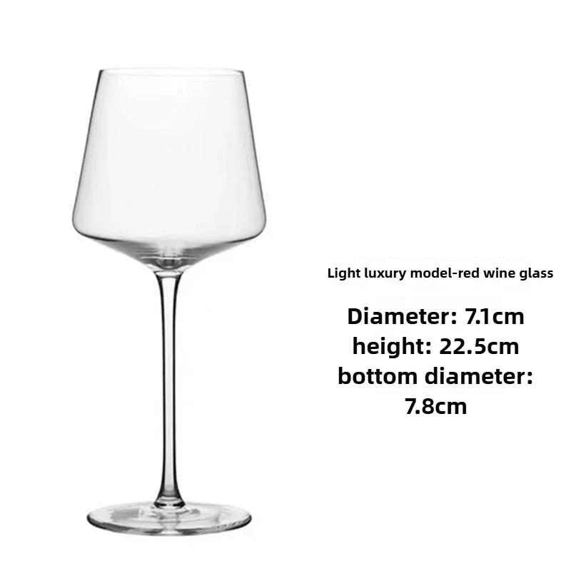 450ml Square Burgundy Wine Glasses Set - Luxury Crystal Goblets, Modern Stemware for Home Bar & Elegant Dinner Parties