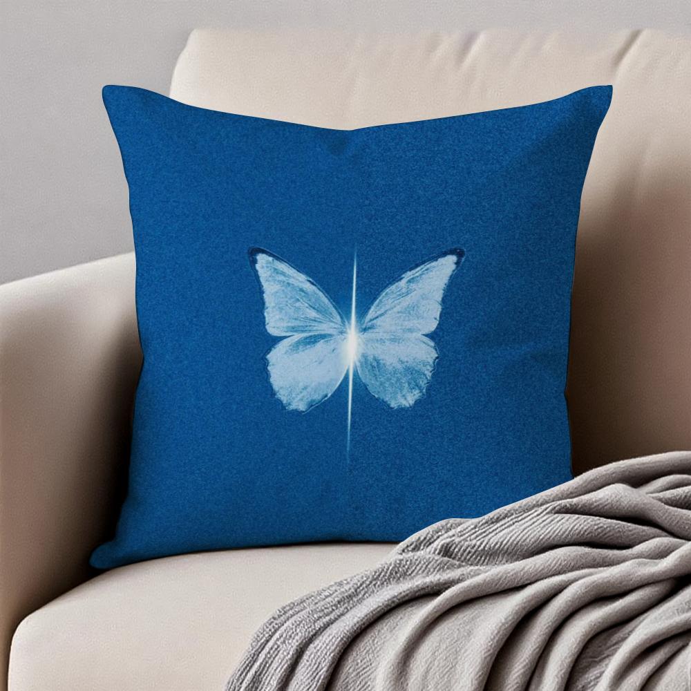 

Vintage Butterfly Ins Anime Style Art Cushion Cover Pillowcase Antidustmite Invisible Zipper Short Plush Sofa Cushion 30X30cm