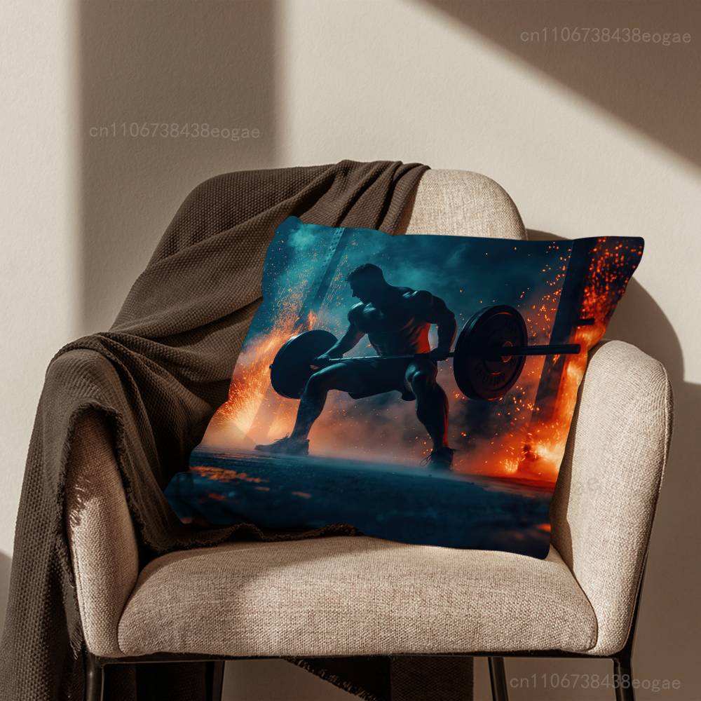 F-Fitness B-Bodybuilding Art Throw Pillow Case For 45*45cm,55*55cm,30*30cm,Car Pillowcase Home Bedchamber Decor Gift