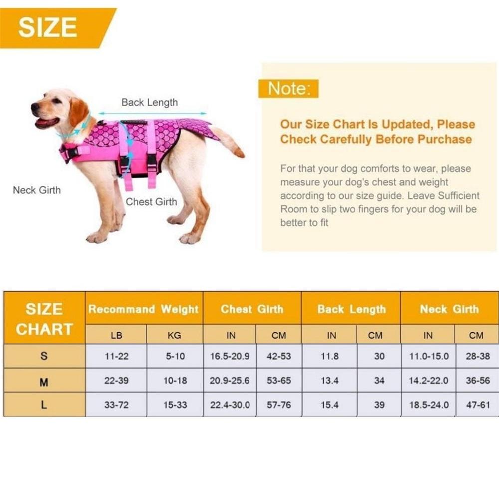 Dog Life Jacket Ripstop Dog Safety Vest Adjustable Preserver with High Buoyancy and Durable Rescue Handle for Small,Medium,Large Dogs