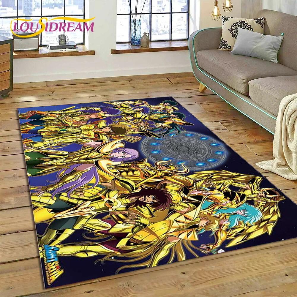 Cartoon Saint Seiya 3D Retro  Anime Rug Carpet for Living Room Bedroom Home Decor,Floor Mat Non-slip for Sofa Doormat Gift Kids