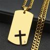 Dog Tag Sideway Cross Pendant Necklaces for Men Women Stainless Steel Hip Hop Male Chain Father's Day Birthday Gifts Jewelry