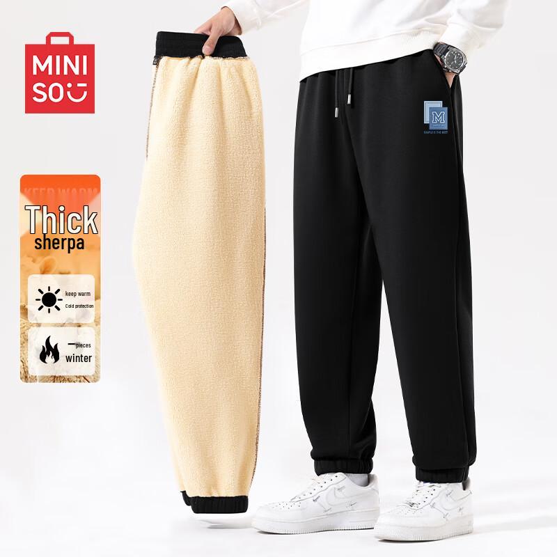 

MINISO Men s Lamb Fleece Lined Winter Jogger Sweatpants 3XL