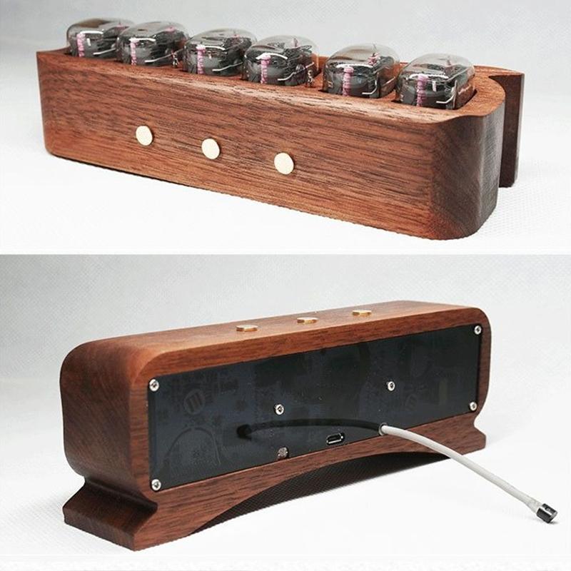 IN12 Nixie Tube Clock Solid Wood Desk Clocks Interior Minimalist Desktop Digital Tube Clock Unique Elegant Table Clocks Living Room Decor Ornaments