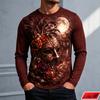 Long Sleeve T Shirt Men Vintage Mask Dark Rose 3d Print Feather Moonlight Graphic Tee Festival Party Streetwear Casual Goth Tops