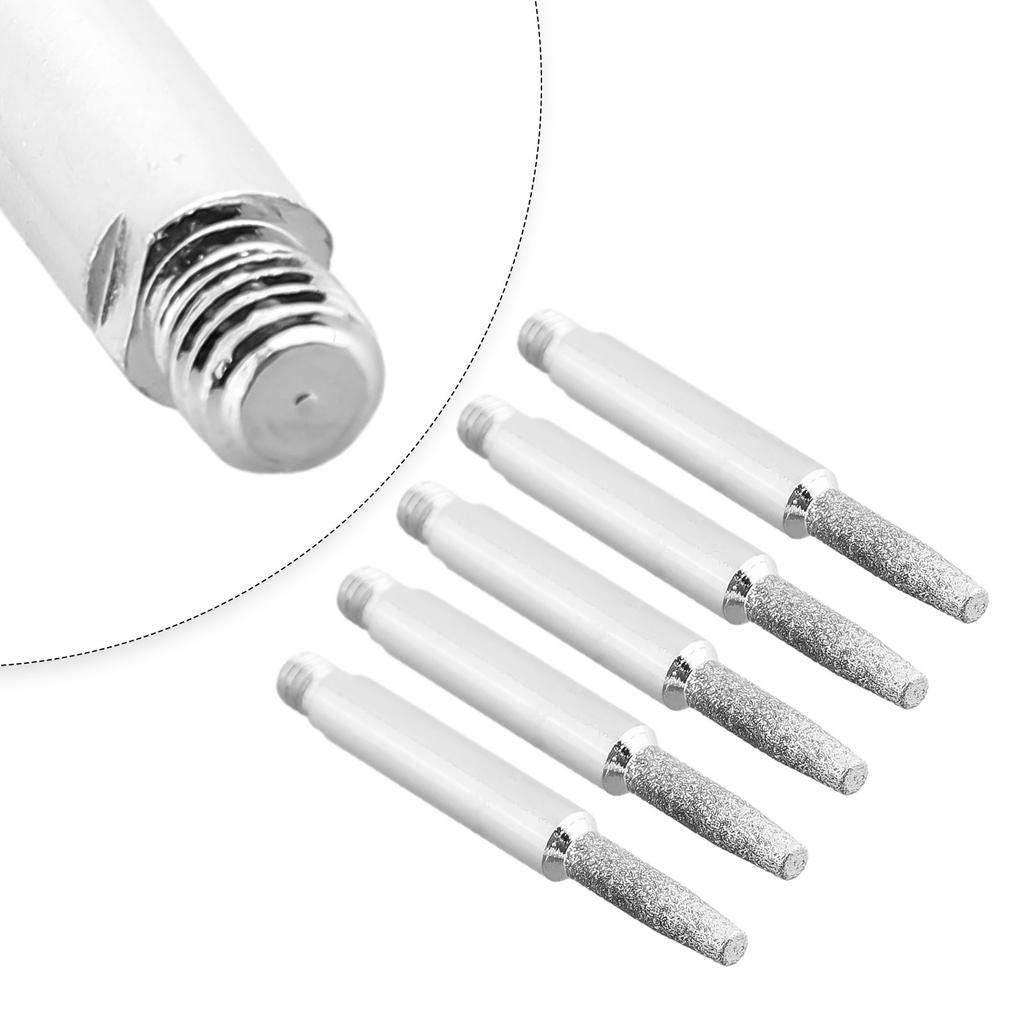 5pcs Diamond Coated Carbide Burrs for Chainsaw Chain Sharpening Jig, Cylindrical Grinding Heads 4.0/4.8/5.5mm, 6mm Shank, Silver