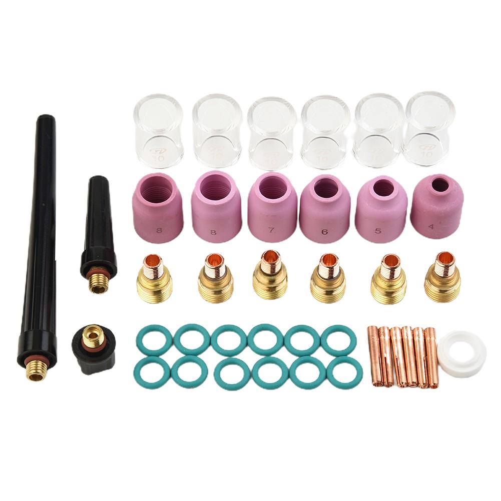 40 Stück WIG Schweißbrenner Spannzange Gaslinse Glaskolben Set für WP-9/20/25