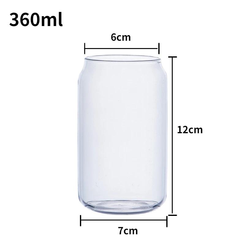 360/500ml Glass Cup Reusable Straw Coke Cup Transparent Water Juice Glass Beer Can Milk Coffee Mug Drinkware Kitchen Accessories