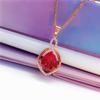 Exquisite Russian 585 Purple Gold Red Crystal Rhombus Pendant Simple Versatile Color Gold Plated Rose Gold Necklace Women