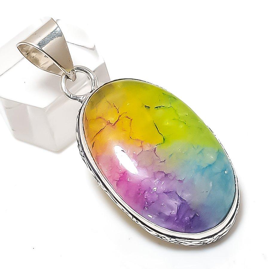 

Natural Rainbow Solar Quartz 925 Sterling Silver Jewelry Pendant 1.89 e0r63