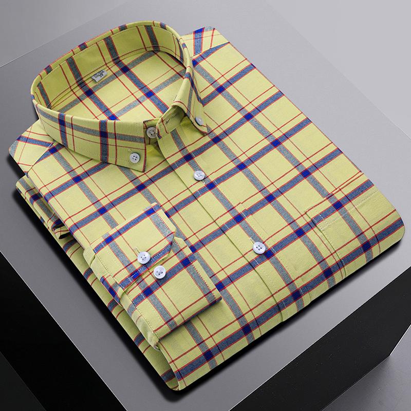 Nouveau dans Chemise Surdimensionnée Manches Longues 100% Coton Chemises pour Hommes Coupe Ajustée Formel Uni Chemise à Carreaux Décontracté Hauts Designer Vêtements Noirs