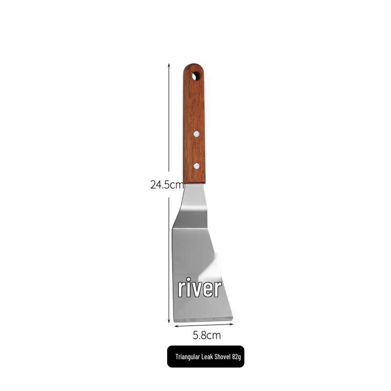 Stainless Steel Wood Handle Multi-Use Cooking Spatula: Teppanyaki, Griddle, Slotted, Steak, Triangle, Pizza, Cake, Pancake Spatula