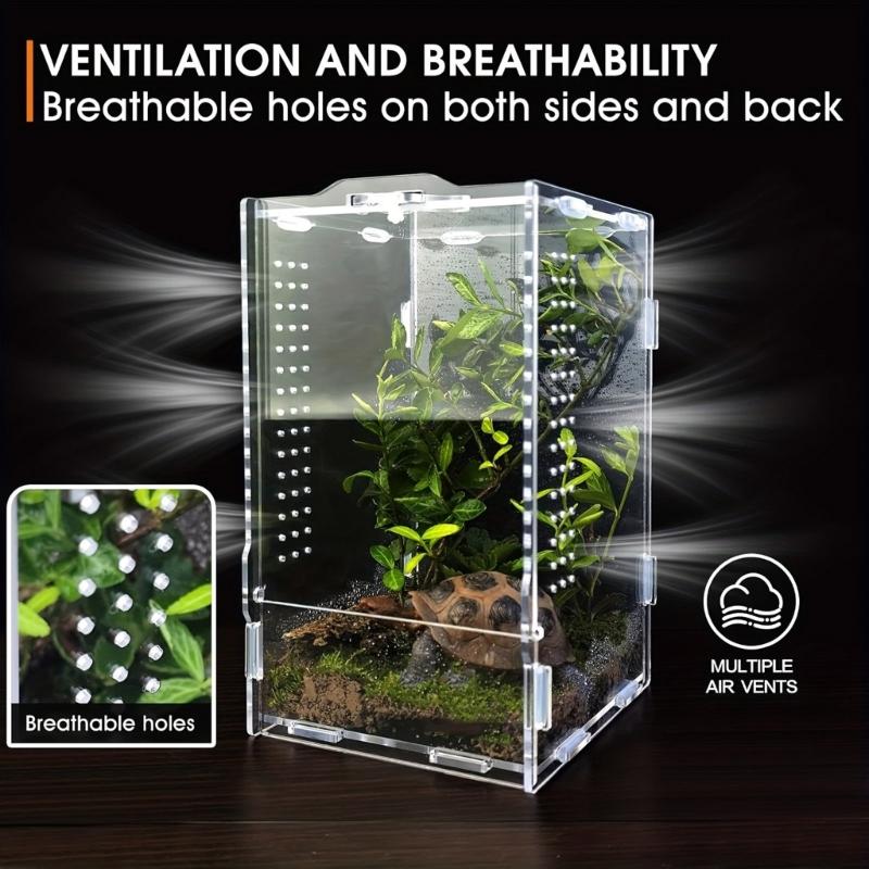 Kleine Reptilien Zuchtbox Transparenter Acrylkäfig Lebensraum Zuchtbox Kleiner Glasbehälter Behälter Springspinnen