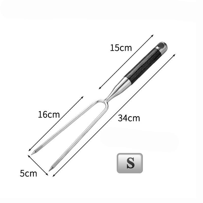 304 Stainless Steel Meat Fork with Wooden Handle, Serving / Carving Fork for Grill BBQ Steak Chicken Cooking - Kitchen Tools