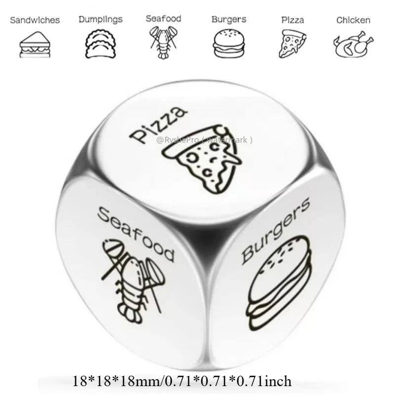 1pc Food Decision Dice Anniversary Date Night for Couple Stainless Steel Food Determine Dice Set Men Women Birthday Wedding Gift