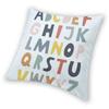 Alphabet Nursery Playroom Square Pillowcase Polyester Linen Velvet Printed Zip Decor Pillow Case Sofa Cushion Cover