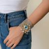 Full Rhinestone Demon's Eye Bracelets Metal Geometric Cuff Bangles  Decoration