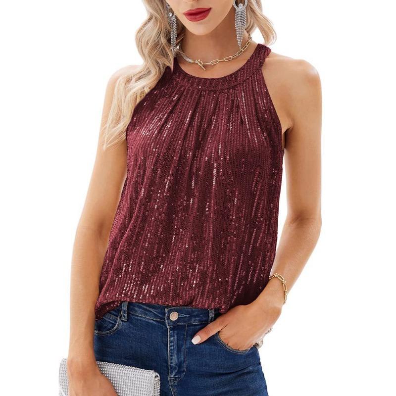 Women's Summer New Women's Sequin Camisole Party Vest Shirt