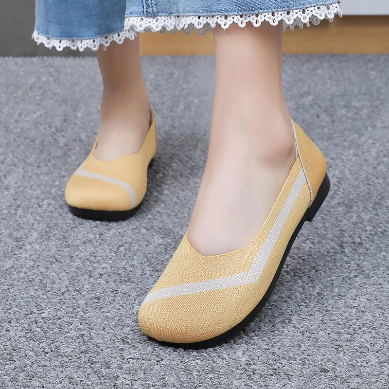 Summer New Women's Fashion Casual Fly-woven Shoes Flat-bottomed Breathable Shallow Mouth Single Shoes Non-slip
