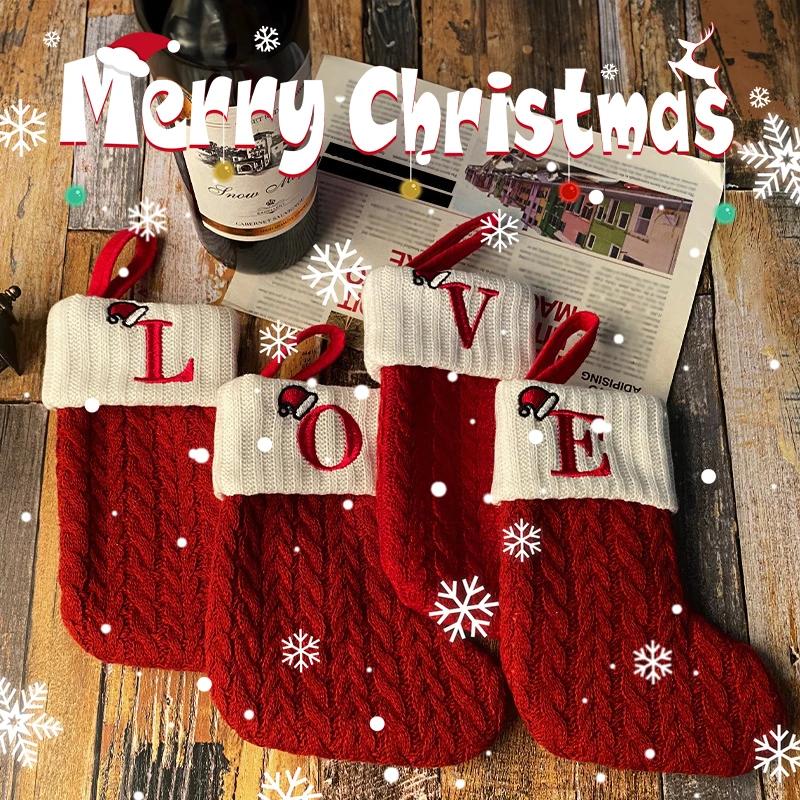 Christmas Decoration 2025 Decorative Letters Christmas Boots Stocking Gift Bag Christmas Tree Hanging Pendant New Year 2025 Deco