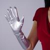 Cosplay Party Stage Performance Women Full Finger Shine Faux Leather Long Gloves