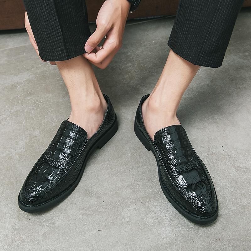 Pánské mokasíny Street Style Skládané Embosované Boty Černé Formální Obchodní Svatba Ples Tuxedo Párty Boty Velká Velikost