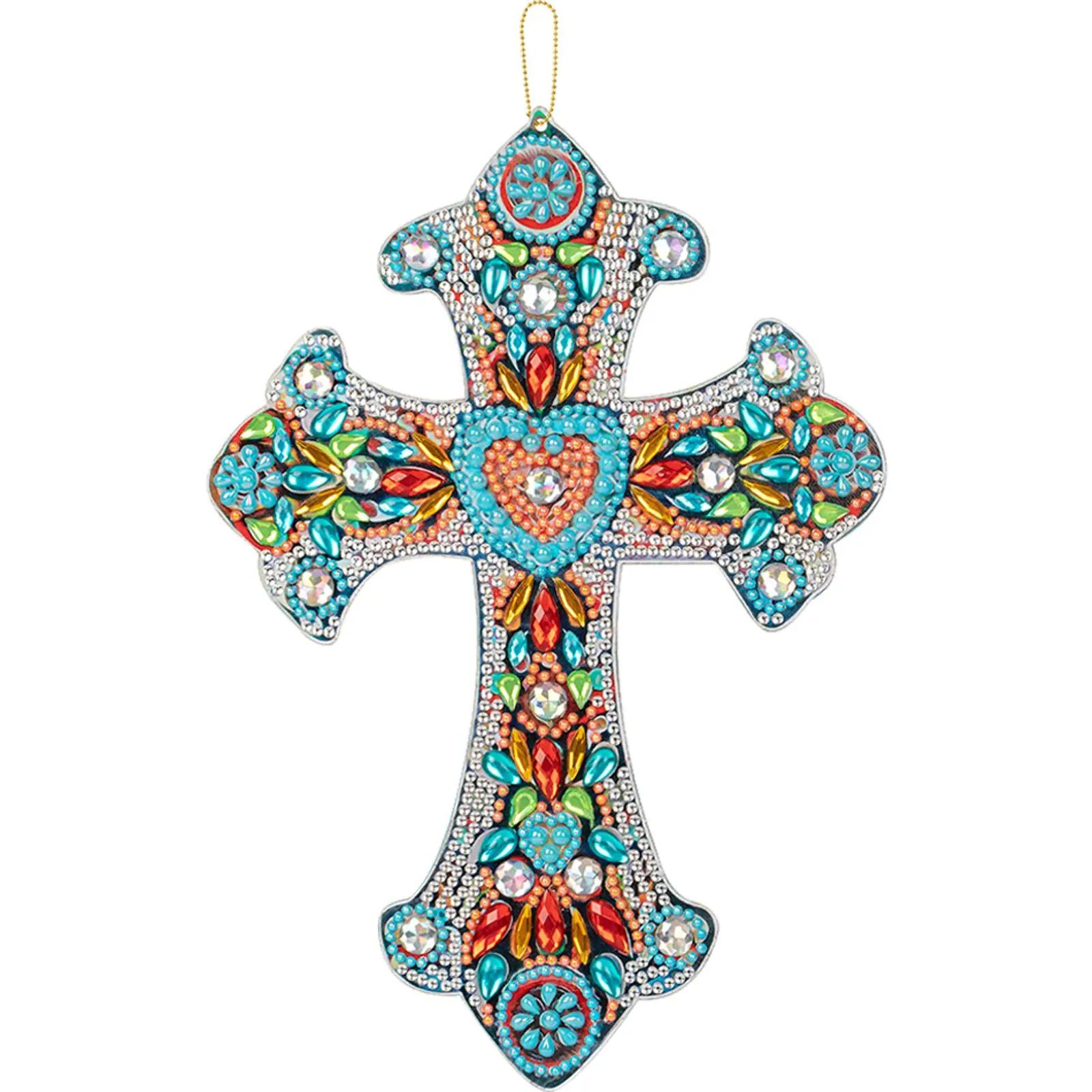 DIY Diamond Painting Cross Pendant Acrylic Rhinestone Hanging Wall Ornaments Kit
