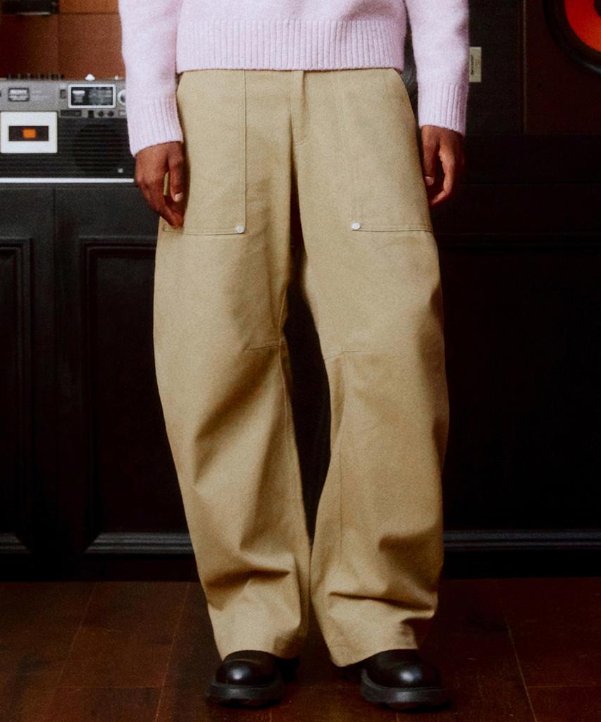 DTHIRTYONE Carpenter Curved Cotton Pants (Camel Beige)