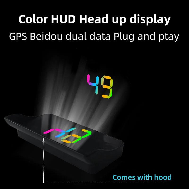 Car HUD GPS Digital Speedometer – Plug-and-Play Windshield Projector, Color Display KMH Speed for Trucks, SUVs & All Vehicles
