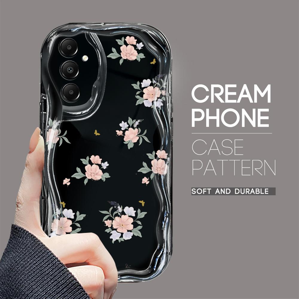 Cute Cartoon Pattern Cream Texture Casing Wavy Edge Soft Silicone Cover Phone Case for Samsung