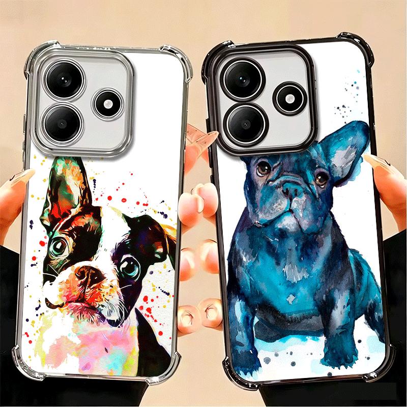French Bulldog Dog Pug Design Plating Phone Case For Xiaomi Poco X5 X6 X7 X8 Pro Max F8 Ultra F7 M8 M7 M5S Redmi 15C 15 14C 13C