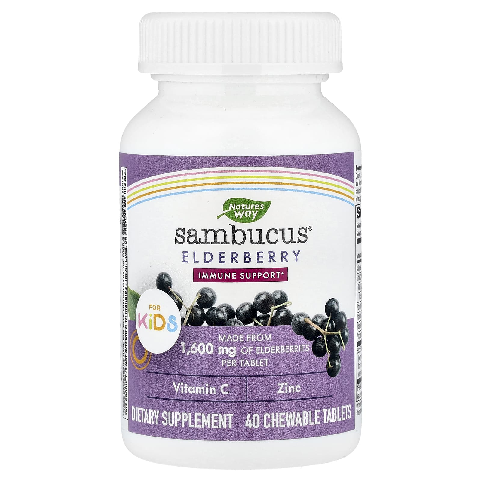 

Nature S Way, Children s Sambucus, Standardized Elderberry, 40 Chewable Tablets