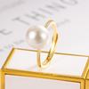 Adjustable Gold-Plated Pearl Ring for Women - Elegant, Unique Design for Index Finger