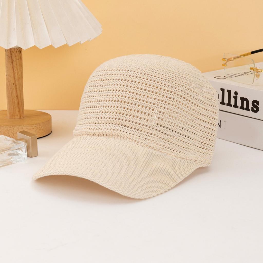 Korean Knitted Hollow Baseball Cap with Adjustable Outdoor Versatile Casual Duckbill Cap for Spring and Summer, Men's and Women's Knitted Caps