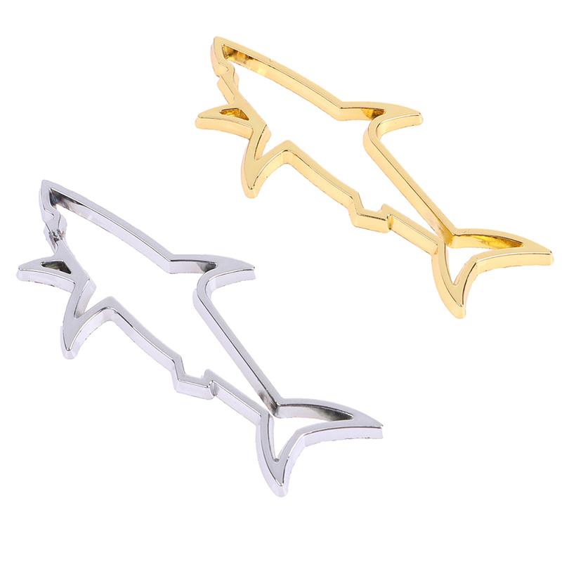 Pegatina de metal 3D para coche, emblema de tiburón y pez hueco, calcomanías para motocicleta, accesorios para tapa de combustible de ordenador