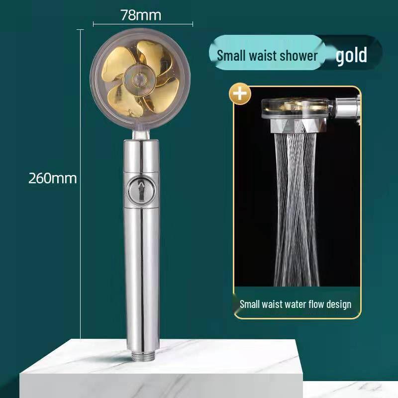 Compact Twin-Turbine Booster Shower Head with Dual Propellers