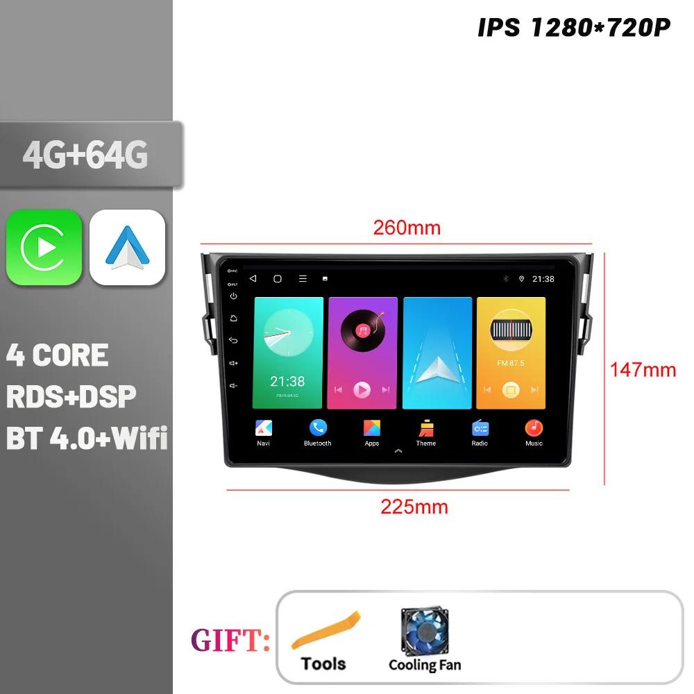 Android 14 Bluetooth Wireless CarPlay For Toyota RAV4 2007-2011 Touch Screen Stereo Car Radio Multimedia Navigation Head Unit