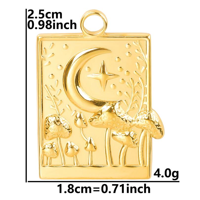 6 szt. Klasyczny Wisiorek Księżyc Pozłacany Prawdziwym Złotem 18K Stal Nierdzewna Zawieszki Do Tworzenia Biżuterii Luna Gwiazda Sowa Czarownica Zawieszka DIY Breloque