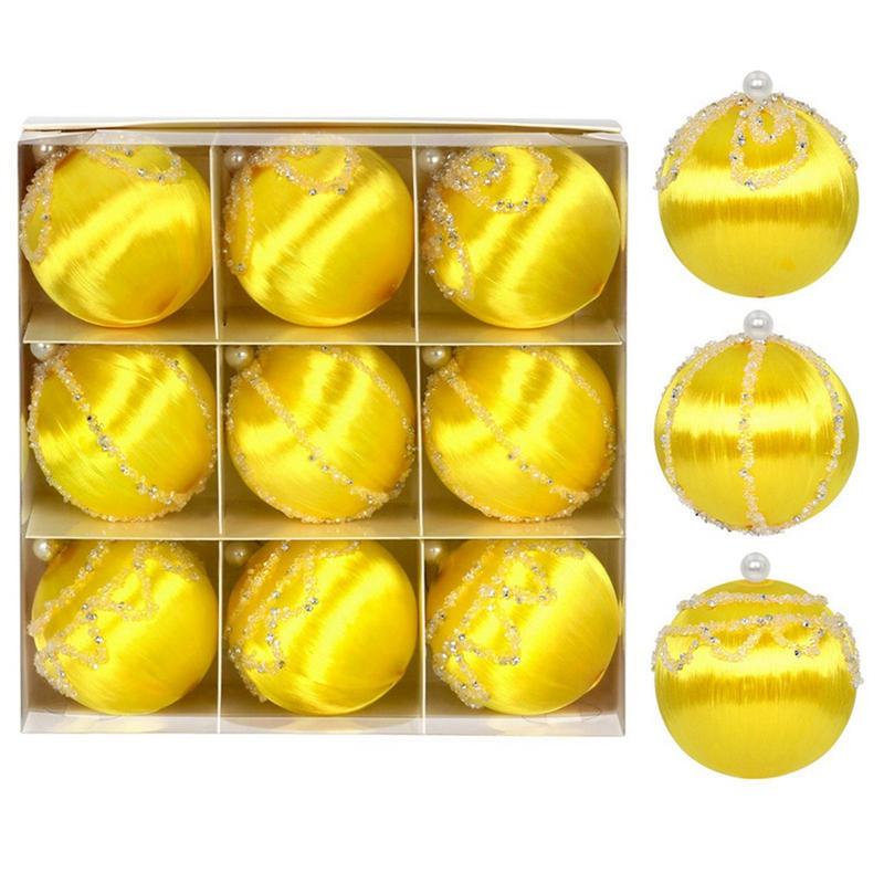 9pcs/set Christmas Silky Ball 8cm Christmas Tree Pendant Christmas Tree Decoration
