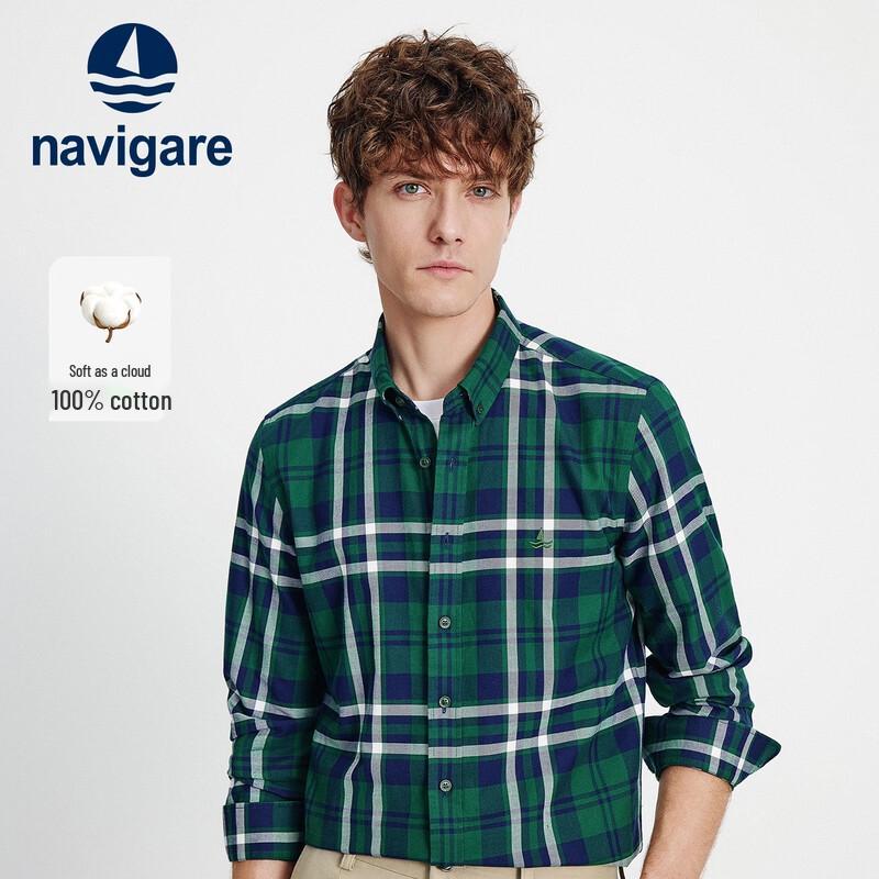 Navigare Men s Vintage Brushed Cotton Plaid Long-Sleeve Shirt XL