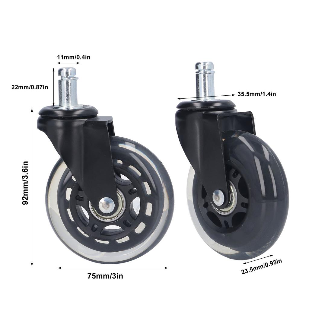 5 Pcs Chair Rotate Wheel 3in 360 Degree Noise   Scratch Resistant Straight Chair Caster for