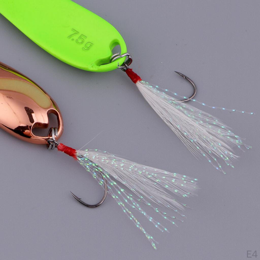 6 Pieces Artificial Fishing Spoon Baits With Barbed