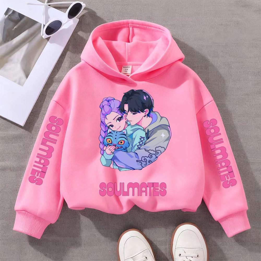 KPop Demon Hunters Printed Hooded Sweatshirt - Autumn and Winter Fashionable Children's Casual Comfortable Pullover