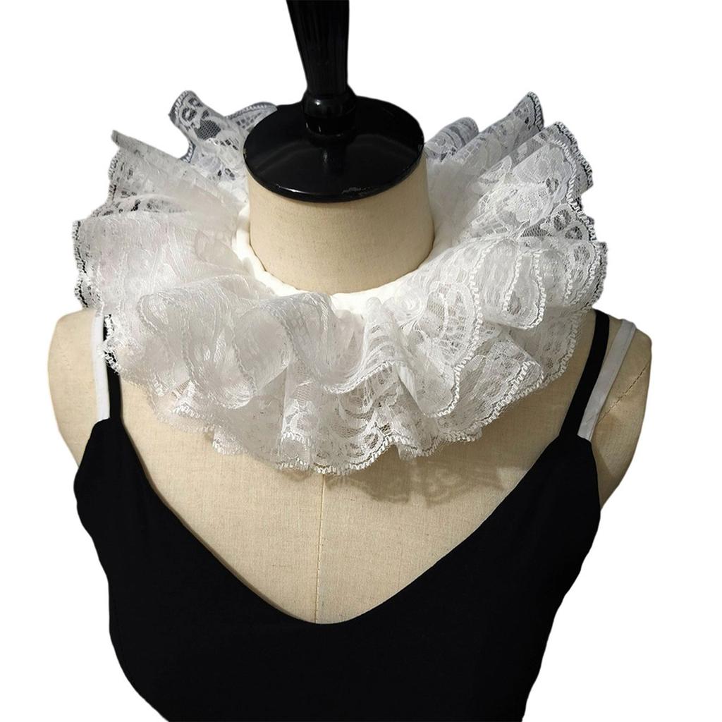 Baroque Style Detachable Lace Ruff Neckwear Comfortable Neckpiece Collar For Historical Reenactment And Cosplay