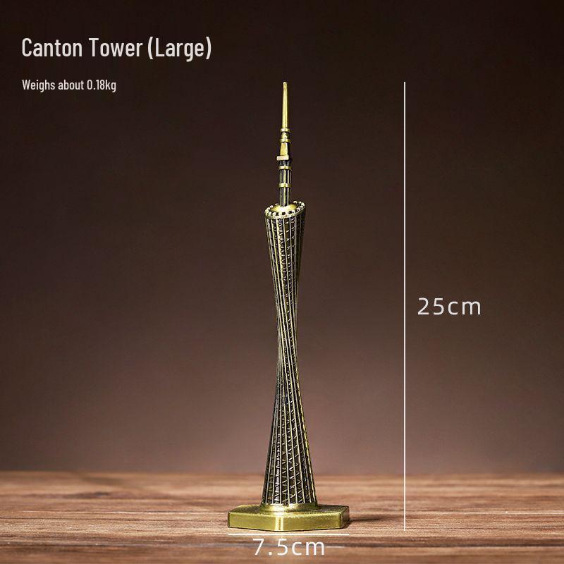 High-End Metal Landmark Building Model for Office & Living Room Decoration