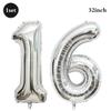 32inch Silver Number Foil Balloons Large Digit 0-9 Helium Globos Happy Birthday Party Decor Wedding Anniversary Graduation 2026