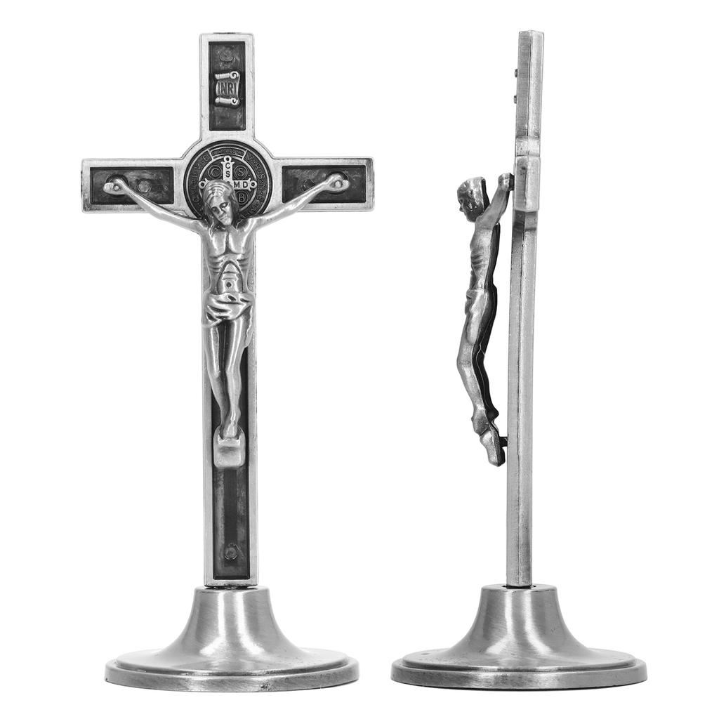 Catholic   Hand Made Zinc Alloy Metal Vertical Catholic Crucifix Wall   with Removable Base