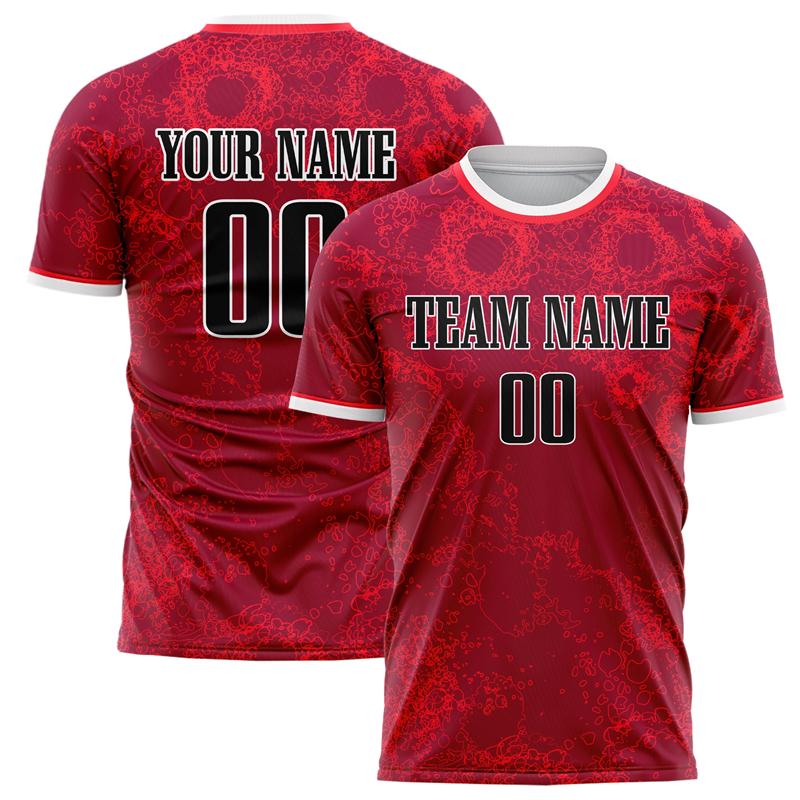 Maglietta da Calcio Personalizzata con Nome Squadra Numero Nome Personalizzata Fai da te Girocollo Magliette Sportive Rosse Vestibilità Larga Asciugatura Rapida Divisa di Squadra